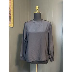 Haberdashery Black Minimal Leslie Faye Long‎ Sleeve Blouse 8P Petite